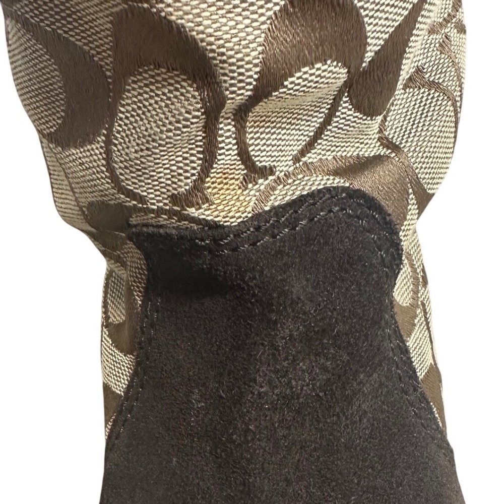 Coach‎ Kally Signature Suede Winter Boots Women Brown Khaki Faux Fur Good 6.5 B - Picture 9 of 16